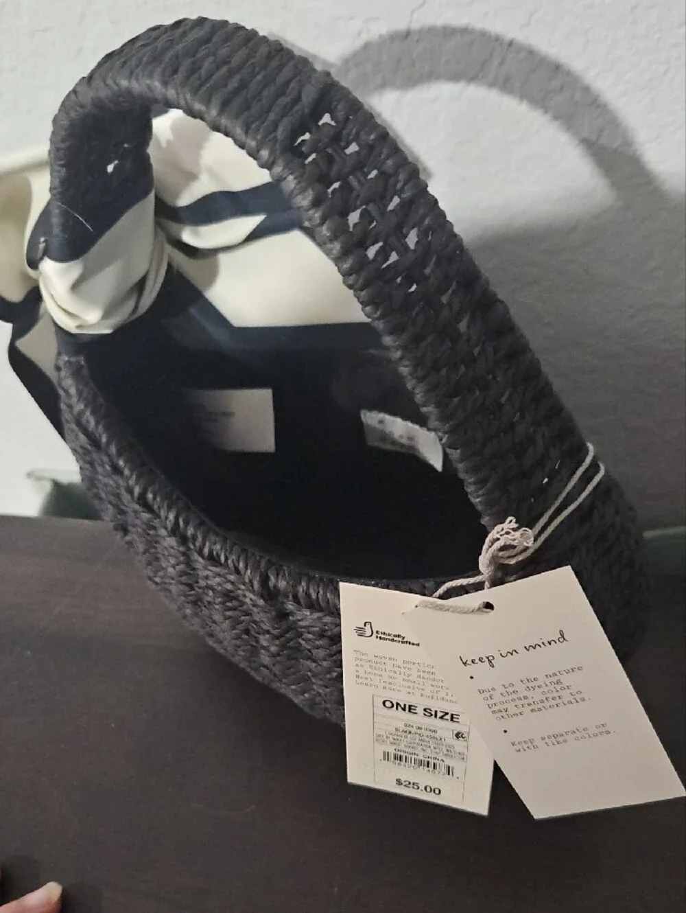 a new day Black Woven Straw Tote with Knotted Cream-and-Black Scarf - Picture 3 of 3